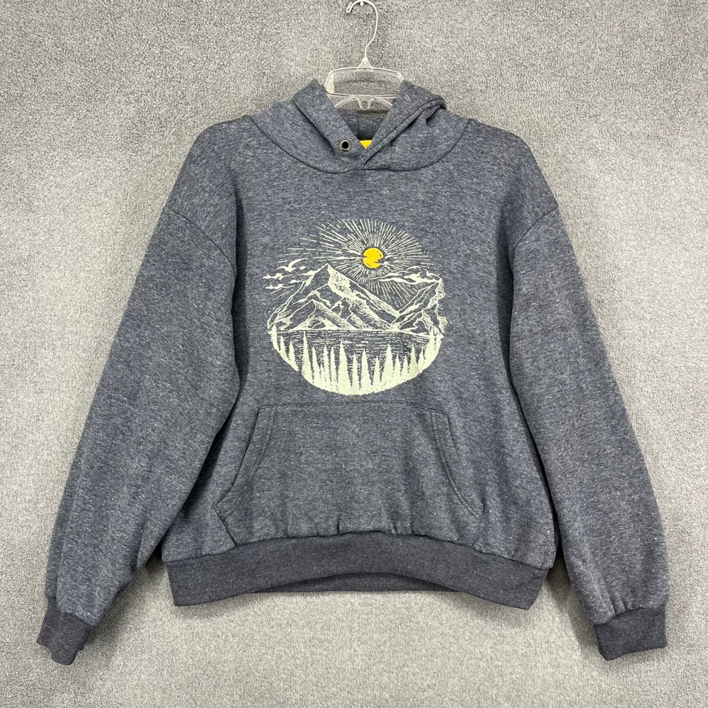 Berkley Jensen Men's Grey Mountain Sun Graphic Hoodie Pullover Size XL